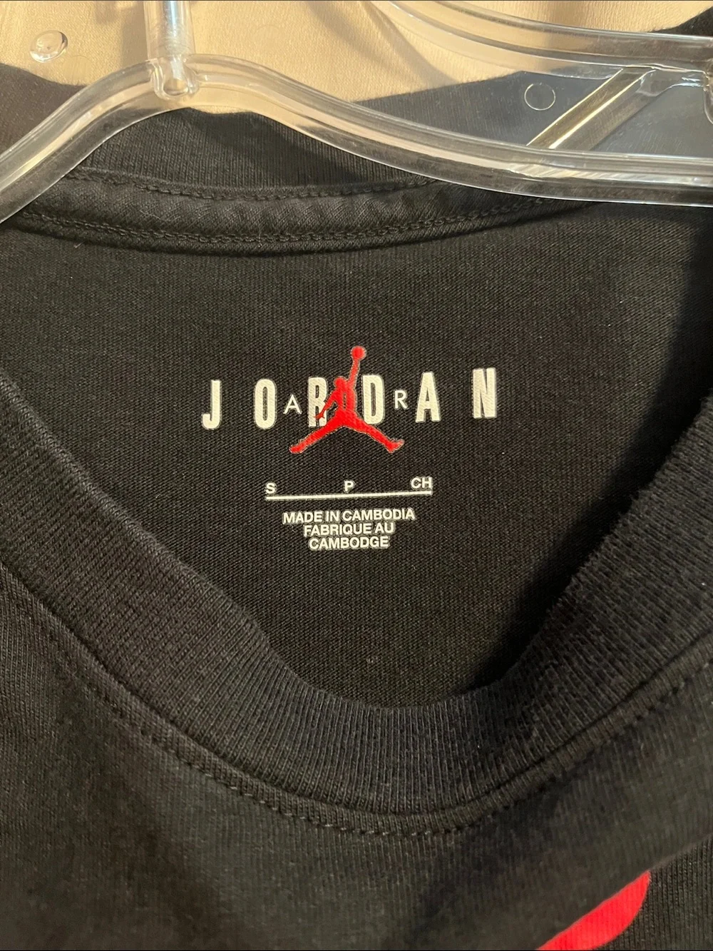 Jordan Black Men’s Tee with Red Jumpman and White Lettering